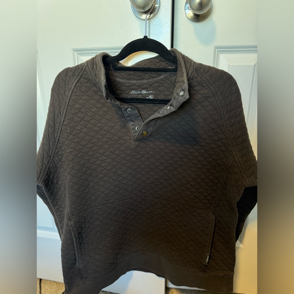 Eddie Bauer Dark Brown Quilted Pullover